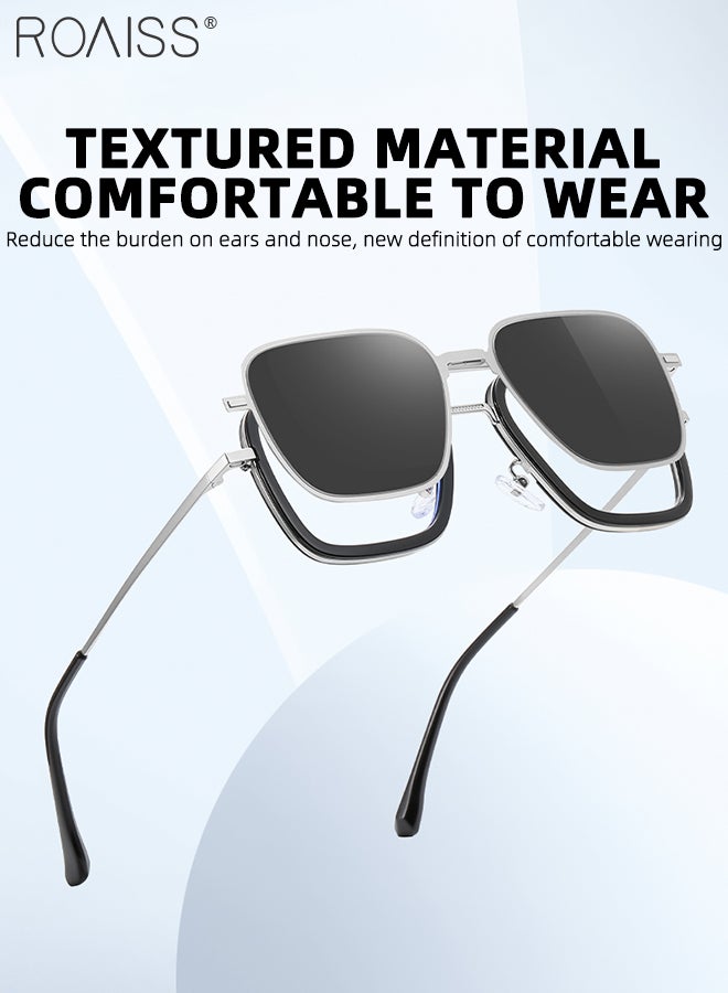 roaiss 3-in-1 Magnetic Polarized Clip-On Sunglasses Set, Blue Light Blocking Glasses with Magnetic Polarized Lens and Magnetic Night Vision Lens, Versatile Eyewear for Men and Women with glasses case - Image 3