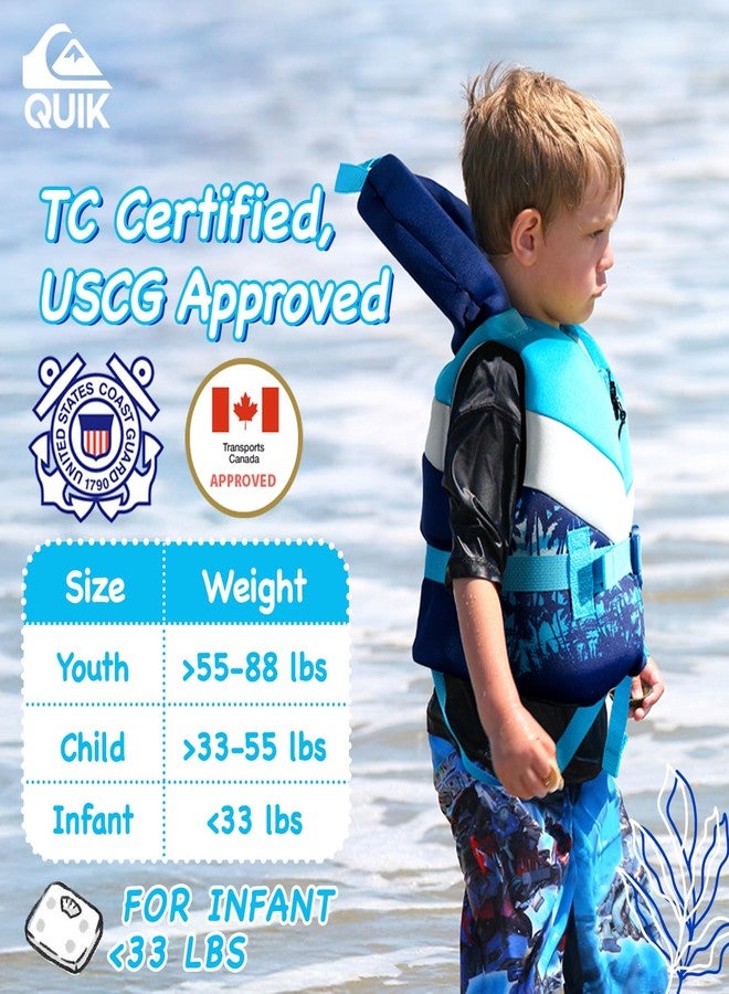 QUIKSILVER Toddler Life Jacket Under 33 lbs, USCG Approved Type III PFD, Durable UV Resistant Infant Life Vest with Safety Strap, for Boating Kayaking Swimming Watersports - Image 2