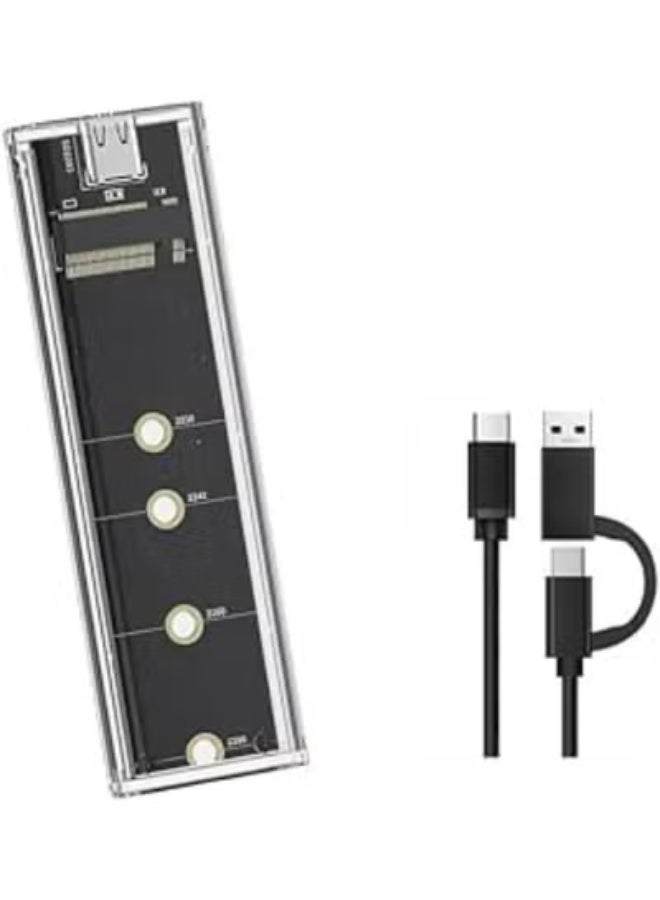 Original M.2 NVMe & SATA SSD Enclosure – Transparent RGB Case, USB-C 3.2 Gen2, Supports NVMe & NGFF SATA PCIe M-Key/B+M Key 2230/2242/2260/2280 - Image 1