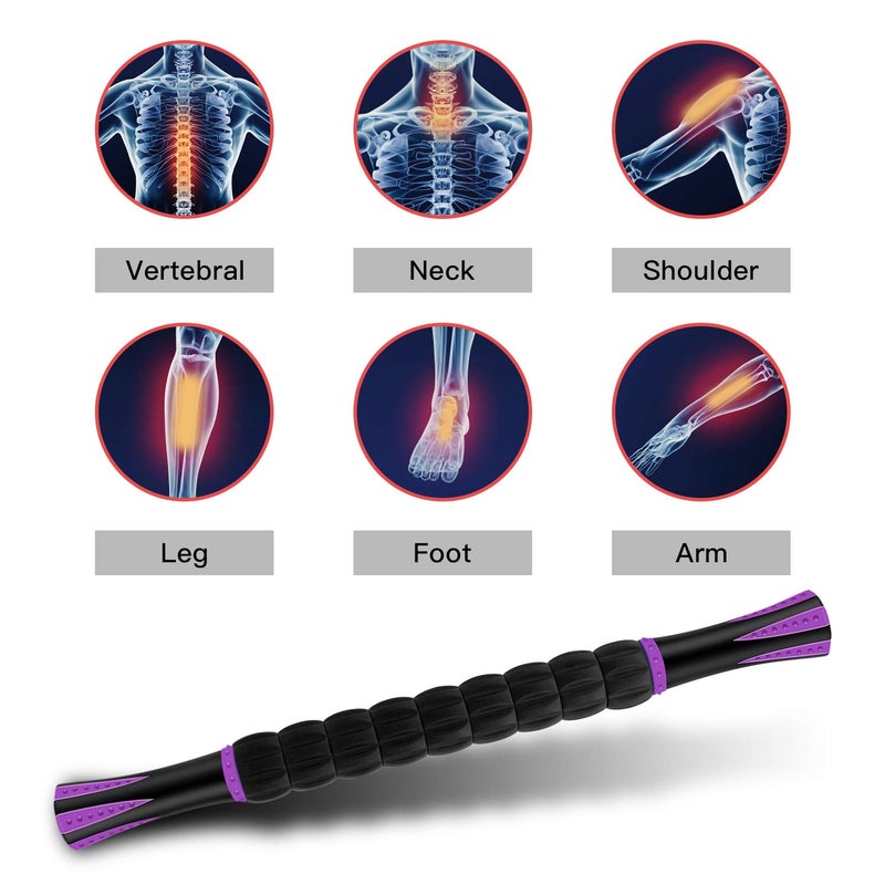 MZDXJ Massage Roller Stick for Athletes, Help Reducing Soreness Cramping Tightness Leg Arms Back Calves Muscle Massager, Purple Black- 18 inch - Image 3