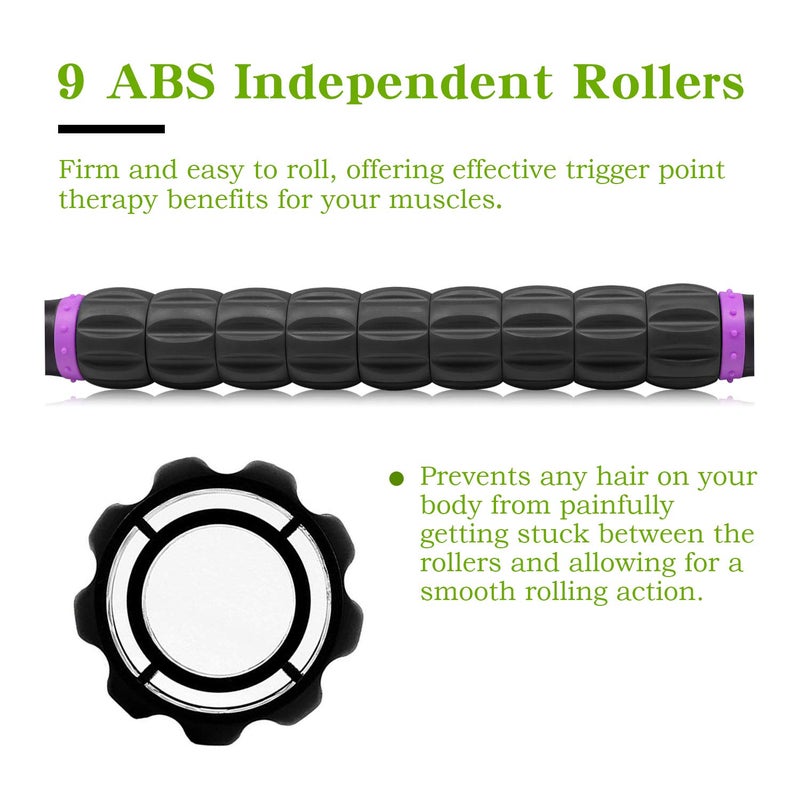 MZDXJ Massage Roller Stick for Athletes, Help Reducing Soreness Cramping Tightness Leg Arms Back Calves Muscle Massager, Purple Black- 18 inch - Image 2