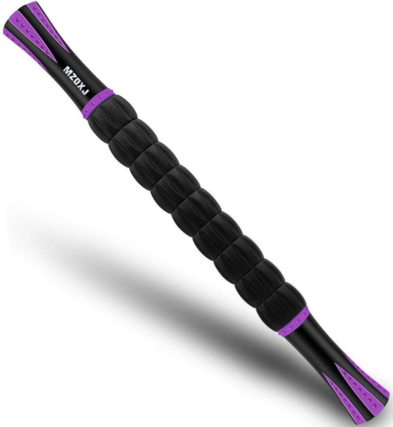 MZDXJ Massage Roller Stick for Athletes, Help Reducing Soreness Cramping Tightness Leg Arms Back Calves Muscle Massager, Purple Black- 18 inch - Image 1