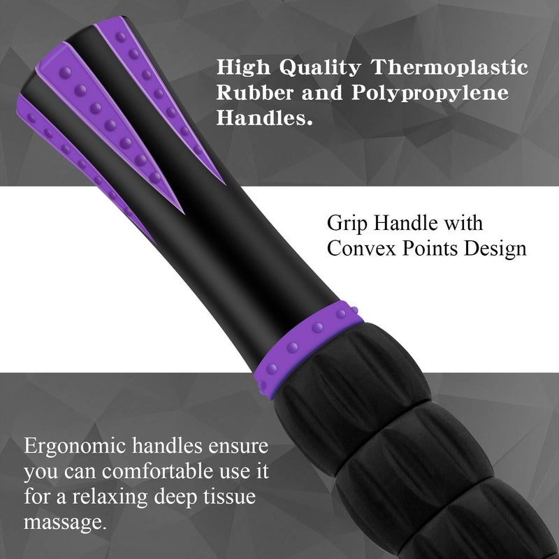 MZDXJ Massage Roller Stick for Athletes, Help Reducing Soreness Cramping Tightness Leg Arms Back Calves Muscle Massager, Purple Black- 18 inch - Image 4
