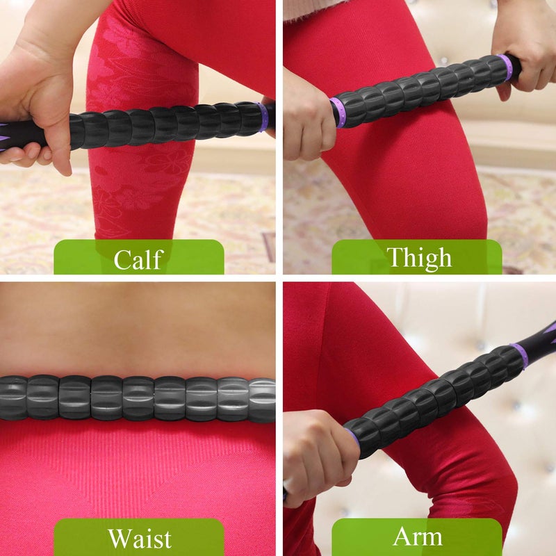 MZDXJ Massage Roller Stick for Athletes, Help Reducing Soreness Cramping Tightness Leg Arms Back Calves Muscle Massager, Purple Black- 18 inch - Image 5