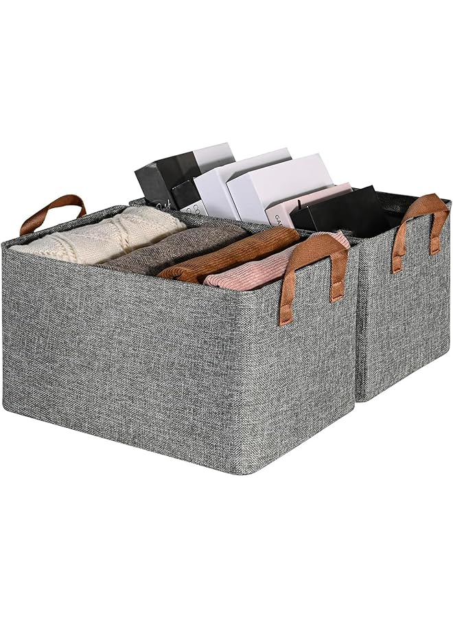 Green Tiger Clothes Drawer Organizers, 2 Pack Foldable Storage Baskets with Steel Frame, Extra Large Fabric Storage Bins for Shelves, Perfect for Closet, Toy and Wardrobe Organization - Image 1