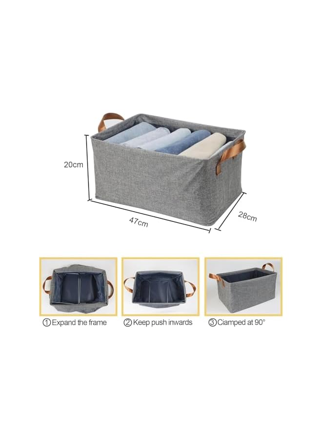 Green Tiger Clothes Drawer Organizers, 2 Pack Foldable Storage Baskets with Steel Frame, Extra Large Fabric Storage Bins for Shelves, Perfect for Closet, Toy and Wardrobe Organization - Image 5