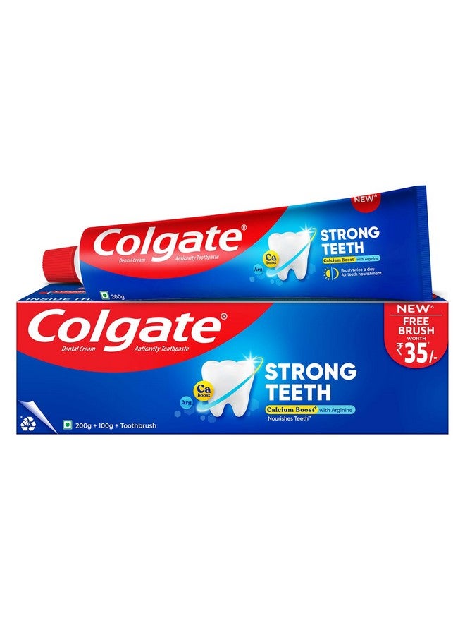 Colgate Strong Teeth Saver Pack Toothpaste (200+100) 300g with Toothbrush - Image 1