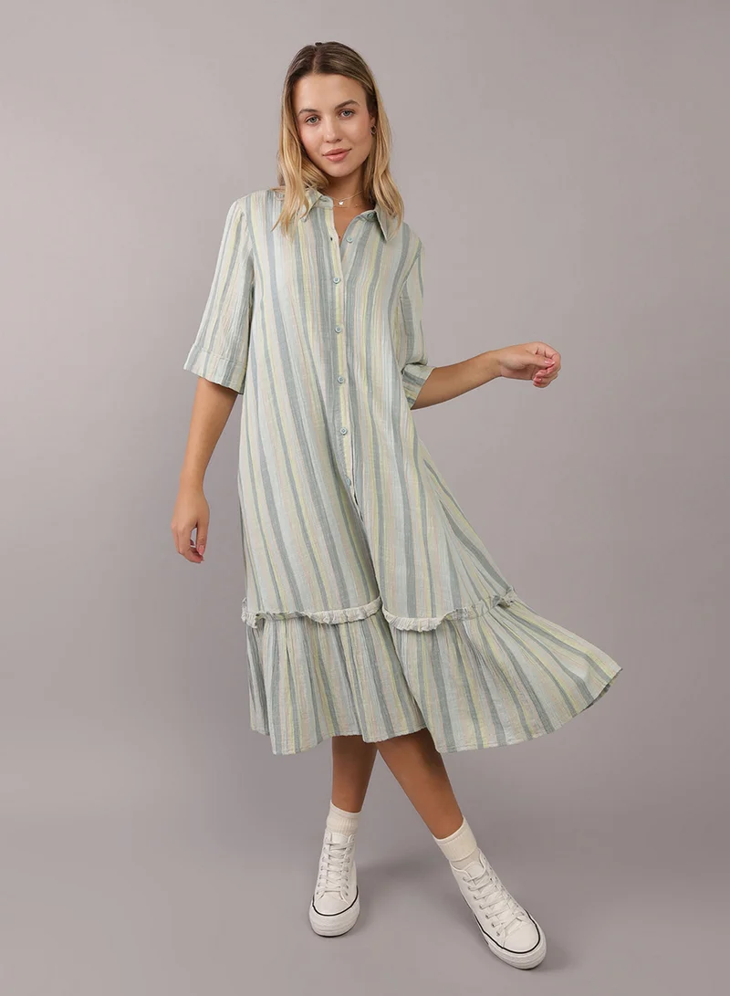 امريكان ايجل Striped Tiered Dress
