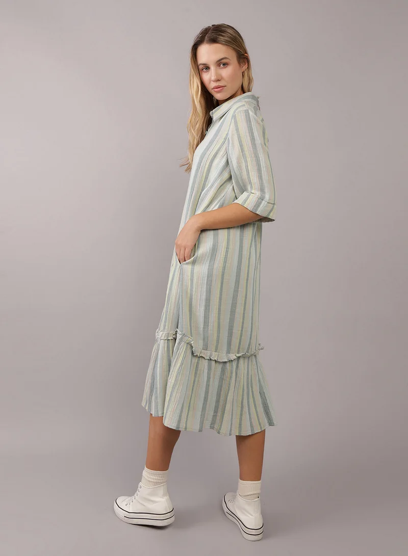 امريكان ايجل Striped Tiered Dress