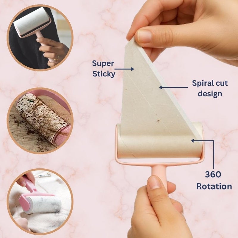 Shivanka Pet Hair Remover Lint Roller with Handle and 4 Refills (300 Sheets), Lint Remover for Dogs and Cats, Ideal for Clothes, Furniture, Coats, Car Seats, Carpets, Fabric, and Dust Cleaning - Image 4