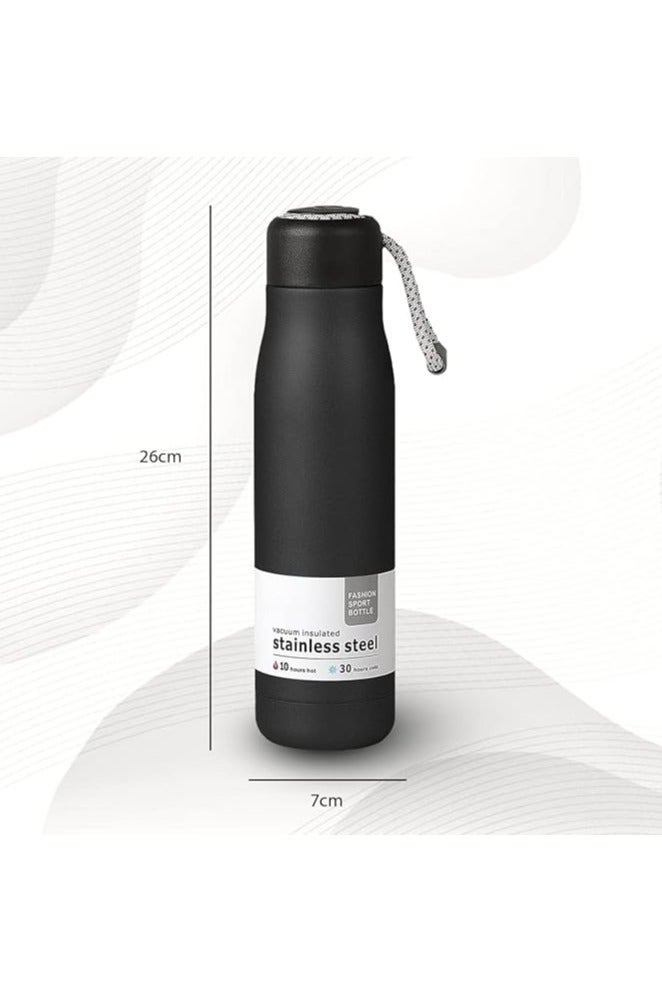 Portable Stainless Steel Water Bottle – 550ml (Black) - Image 2