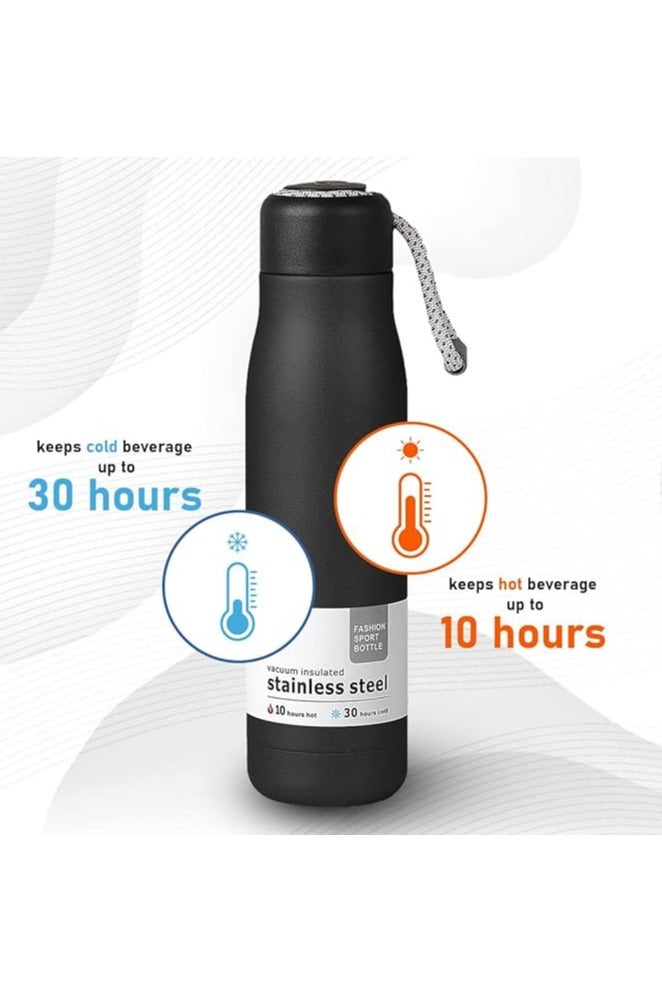 Portable Stainless Steel Water Bottle – 550ml (Black) - Image 3