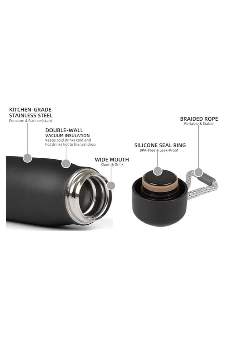 Portable Stainless Steel Water Bottle – 550ml (Black) - Image 4