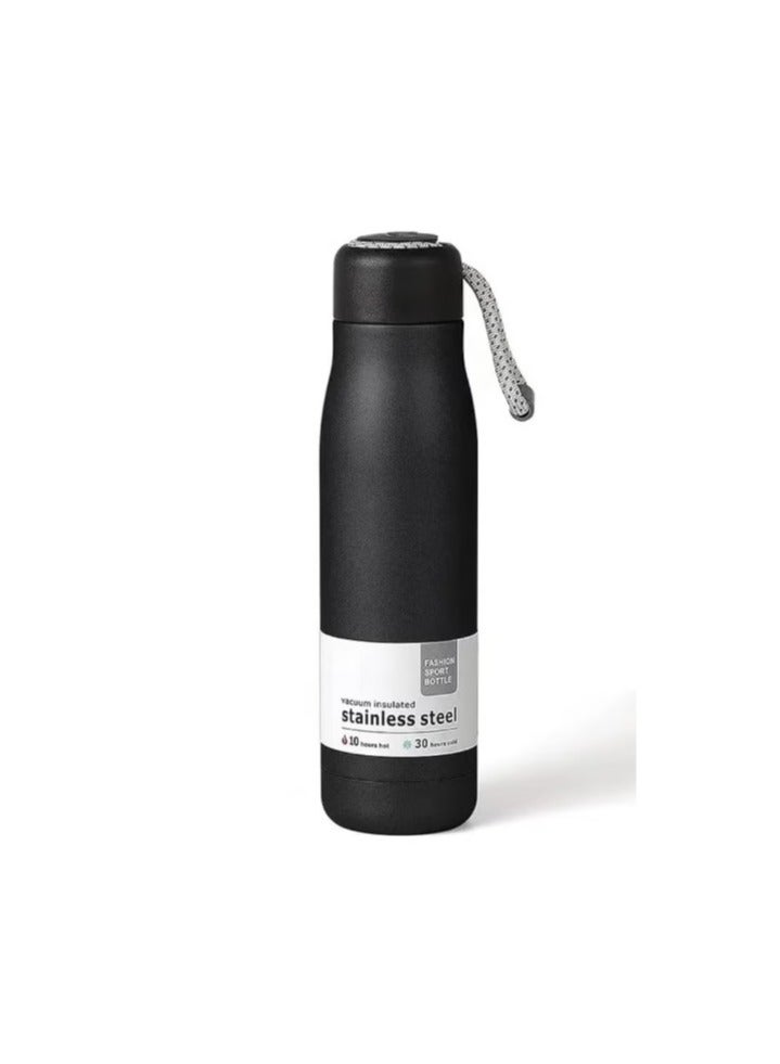 Portable Stainless Steel Water Bottle – 550ml (Black) - Image 1