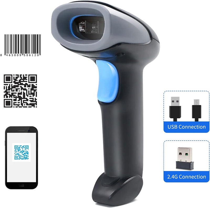Handheld Barcode Scanner 1D/2D/QR Code Reader - 2.4G Wireless & USB Wired - Compatible With Computer System for Supermarket, Retail, Library, Logistics, Warehouse - Image 2