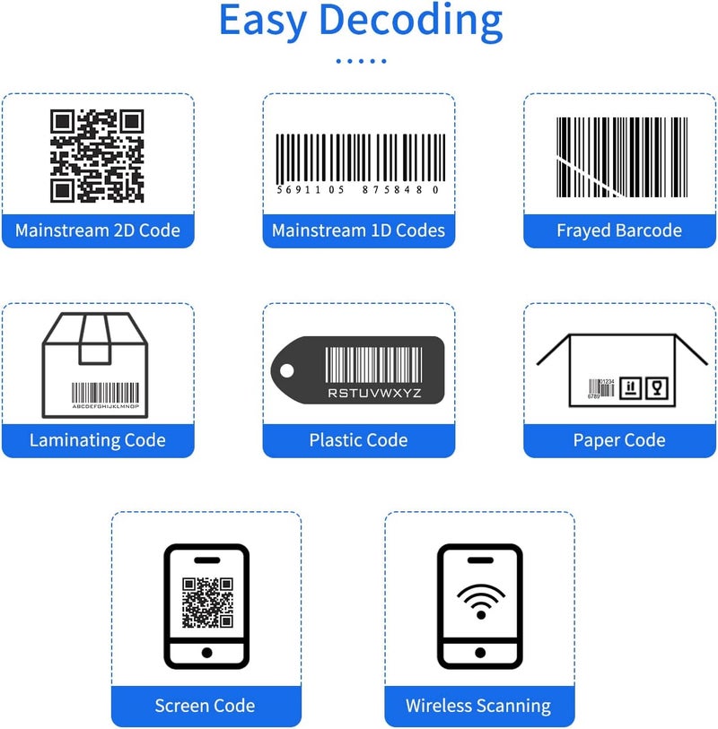 Handheld Barcode Scanner 1D/2D/QR Code Reader - 2.4G Wireless & USB Wired - Compatible With Computer System for Supermarket, Retail, Library, Logistics, Warehouse - Image 5