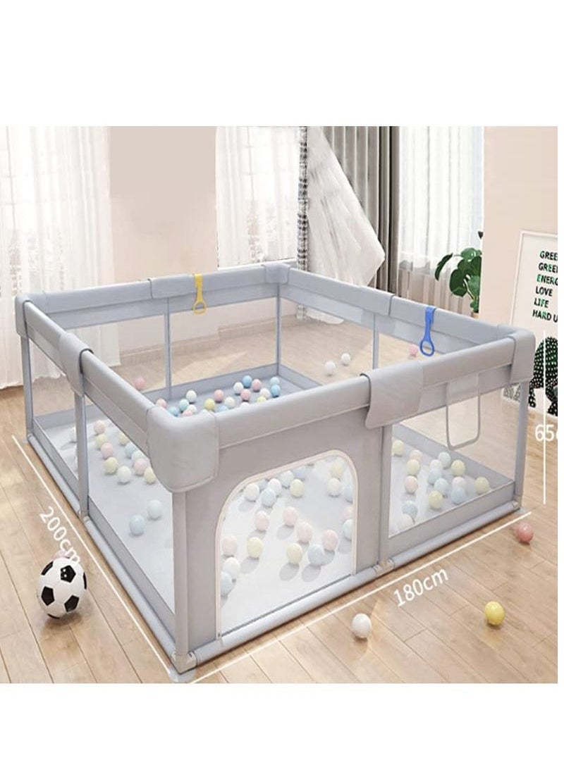 MIXDE Playpen, Baby fence with playing mat Toddler Fence with Anti-Slip Suckers Portable Activity Center with Balls(Grey)  - Image 2