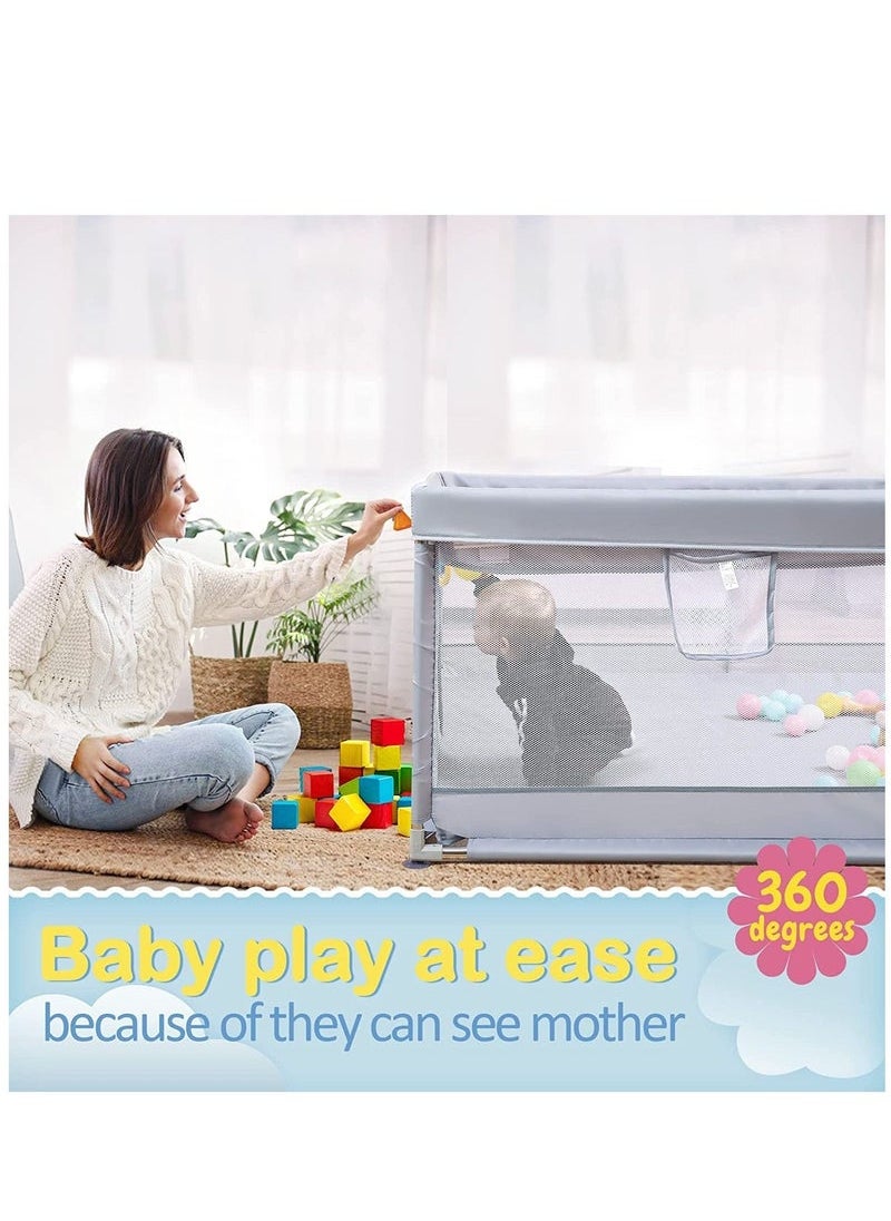 MIXDE Playpen, Baby fence with playing mat Toddler Fence with Anti-Slip Suckers Portable Activity Center with Balls(Grey)  - Image 3