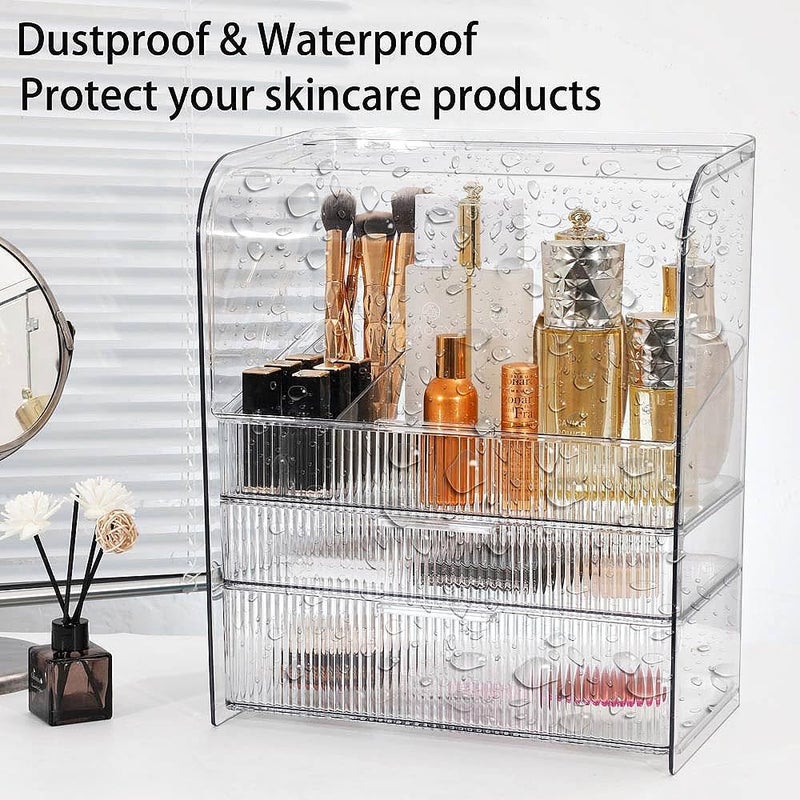 PLINJOY Makeup Storage Organizer Box Large Cosmetic Display Cases Dustproof and Waterproof Cosmetic Organizer Countertop Skincare Organizer - Image 4