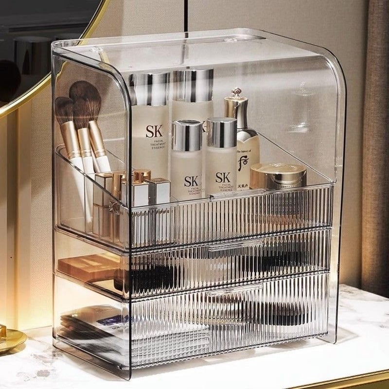 PLINJOY Makeup Storage Organizer Box Large Cosmetic Display Cases Dustproof and Waterproof Cosmetic Organizer Countertop Skincare Organizer - Image 5
