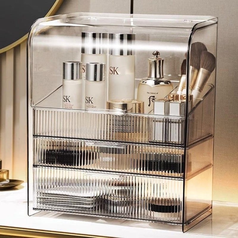 PLINJOY Makeup Storage Organizer Box Large Cosmetic Display Cases Dustproof and Waterproof Cosmetic Organizer Countertop Skincare Organizer - Image 2