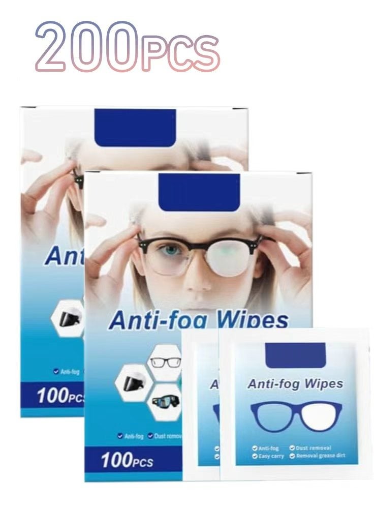 مناديل تنظيف العدسات، عبوة مزدوجة 200 قطعة، مناديل مبللة مسبقًا للنظارات، مغلفة فرديًا مقاومة للخدوش والخطوط، منظف نظارات طبية لعدسات الكاميرا، النظارات الشمسية، النظارات الواقية - Image 1