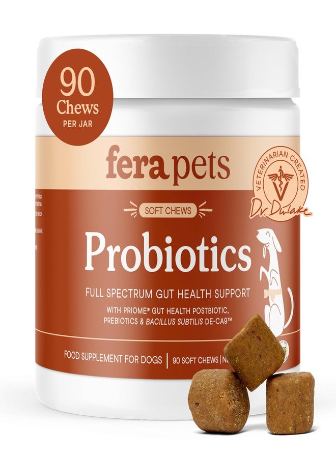Fera Pets Probiotics for Dogs with Prebiotics and Postbiotics - Full Spectrum Gut Health Support - Promotes a Balanced Gut Microbiome - Boosts Immune Health - 90 Soft Chews - Image 1