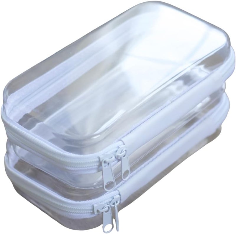 ML Maple & Lark Bliss Bins - Hard Sided Clear Zipper Case for Storage - Professional-Grade Plastic Clear Zipper Pencil Case, Toiletry Pouch, Travel Organizer, Cosmetic Bag, Toy Storage Bins (2 Pack, XS) - Image 1