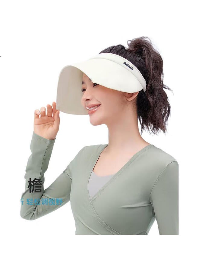 Vvc Sun Hat Women'S Foldable Summer Uv Protection Sun Hat Outdoor Cycling Sunscreen Hat Creamy Beige One Size - Image 2