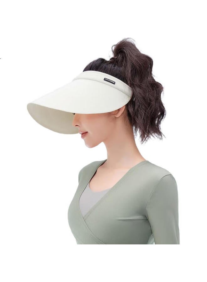 Vvc Sun Hat Women'S Foldable Summer Uv Protection Sun Hat Outdoor Cycling Sunscreen Hat Creamy Beige One Size - Image 1