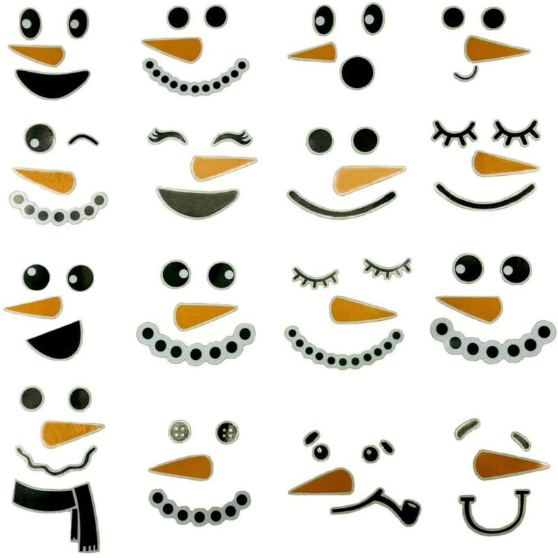 Maydahui Maydahui 16 Pieces Snowman Face Wall Stickers Cute Christmas Snow Man Wall Decals 11 Inches Refrigerator Stickers Window Cling Decal Xmas Decorations 