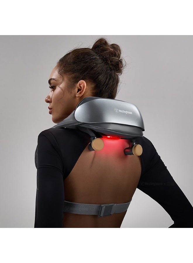 جهاز تدليك الرقبة والكتف - جهاز استرخاء عضلات شبه المنحرف لتخفيف الألم والتوتر والعلاج بالتدليك اليومي، رمادي - Image 1