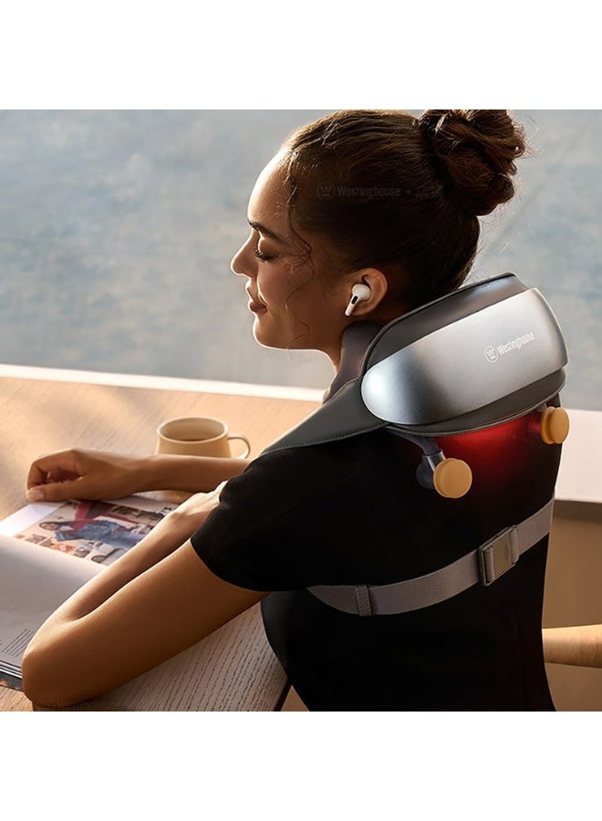 جهاز تدليك الرقبة والكتف - جهاز استرخاء عضلات شبه المنحرف لتخفيف الألم والتوتر والعلاج بالتدليك اليومي، رمادي - Image 2