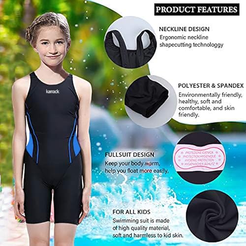 karrack Girls Swimming Suit Sports Conjoined Girls Training Competition Children Swimming Suit Black - Image 4