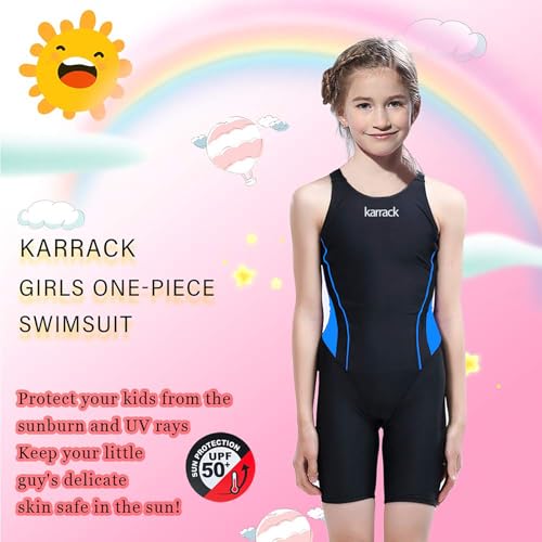 karrack Girls Swimming Suit Sports Conjoined Girls Training Competition Children Swimming Suit Black - Image 5