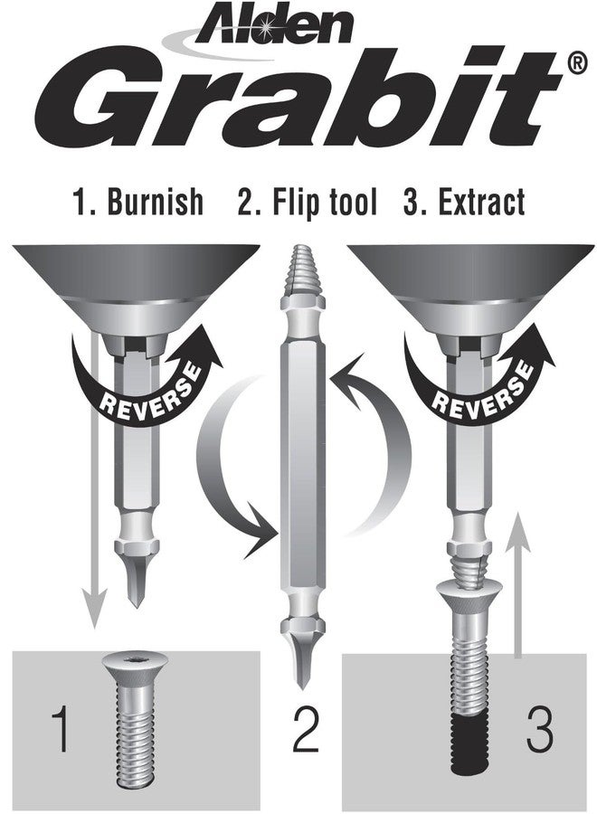 Alden 8440P Pro Grabit Broken Bolt and Damaged Screw Extractor 4 Piece Kit - Made in The USA - Image 4