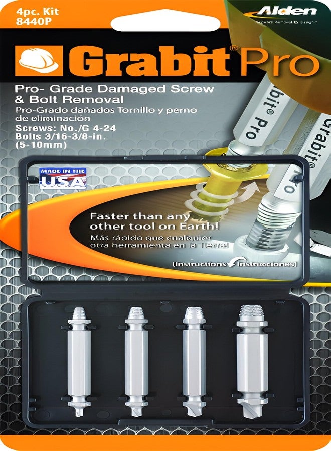 Alden 8440P Pro Grabit Broken Bolt and Damaged Screw Extractor 4 Piece Kit - Made in The USA - Image 2