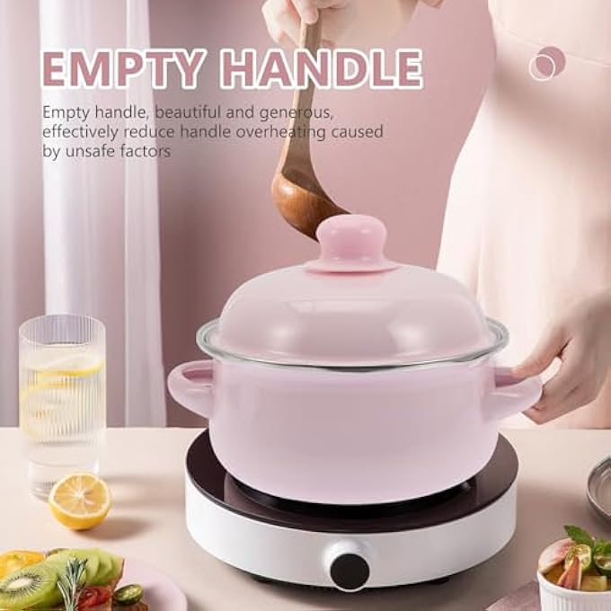 دويتول قدر حساء مطلي بالمينا، قدر يخنة، قدر صلصة عتيق، قدر خزفي، قدر طبخ دائري غير لاصق مع غطاء ومقبض، قدر معكرونة لغلي الحليب، أطعمة المعكرونة - Image 5