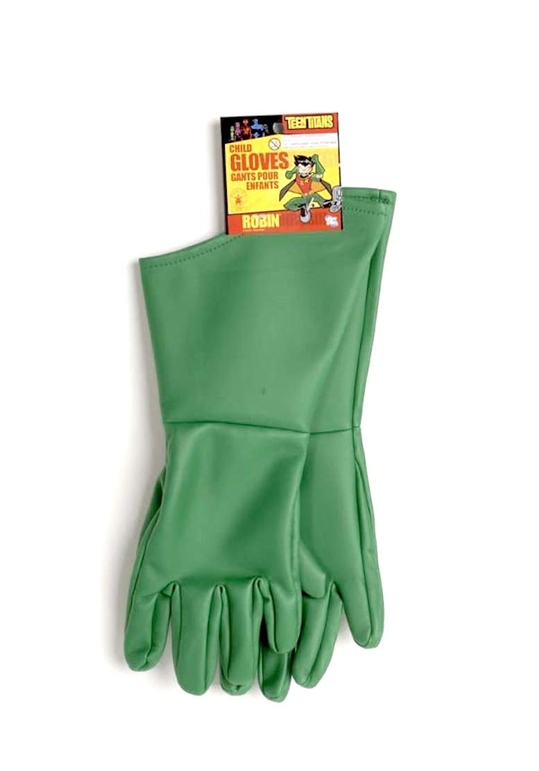 Rubies Child's Teen Titans Go! Robin Gloves, Green - Image 1
