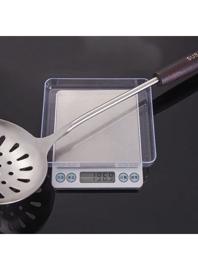 Mockery Skimmer Spoon 304 Stainless Steel Slotted Spoon with Wooden Handle, Comfortable Design Strainer Skimmer for Cooking and Frying, Kitchen Utensils, 13 inch - Image 4