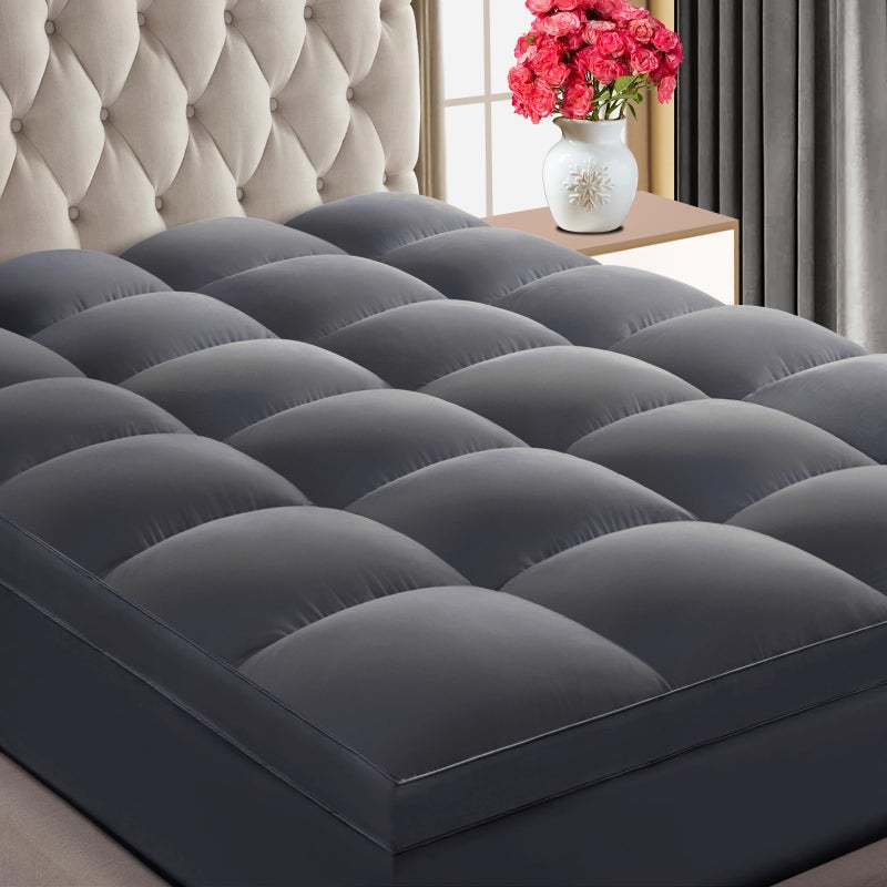 CHOKIT Premium 2100 Series Mattress Topper Full Extra Thick Cooling Mattress Pad Cover 400TC Plush Pillow Top for Back Pain Soft Breathable 5D Snow Down Alternative Fill with 821 Deep 