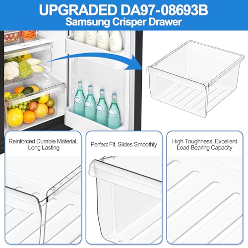 Alvar Upgraded DA97-08693B Refrigerator Crisper Drawer Compatible with Samsung Refrigerator Drawer Replacement, DA97-08693B Drawer for Samsung Fridge RS25J500DSR RS261MDRS RS25J500DSG Crisper Drawer,Upper - Image 5