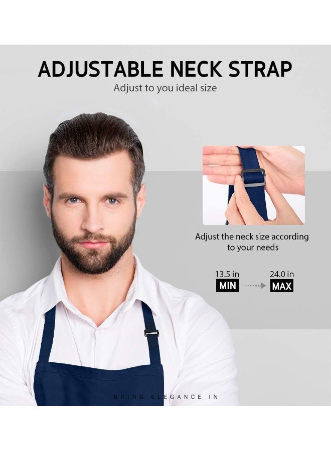 Syntus 2 Pack Thicker Version Adjustable Bib Apron Waterdrop Resistant with 2 Pockets Unisex Cooking Kitchen Aprons for Women Men Chef Blue Dark - Image 5