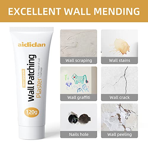 aididan Three Drywall Patch Repair Kit with Scraper, Wall Spackle Repair Paste, Wall Mending Agent Quick and Easy Solution to Fill The Holes for Home Wall, Plaster Dent Repair and Wood Scratch Repair - Image 2