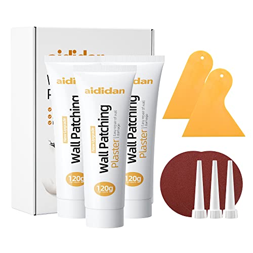 aididan Three Drywall Patch Repair Kit with Scraper, Wall Spackle Repair Paste, Wall Mending Agent Quick and Easy Solution to Fill The Holes for Home Wall, Plaster Dent Repair and Wood Scratch Repair - Image 1