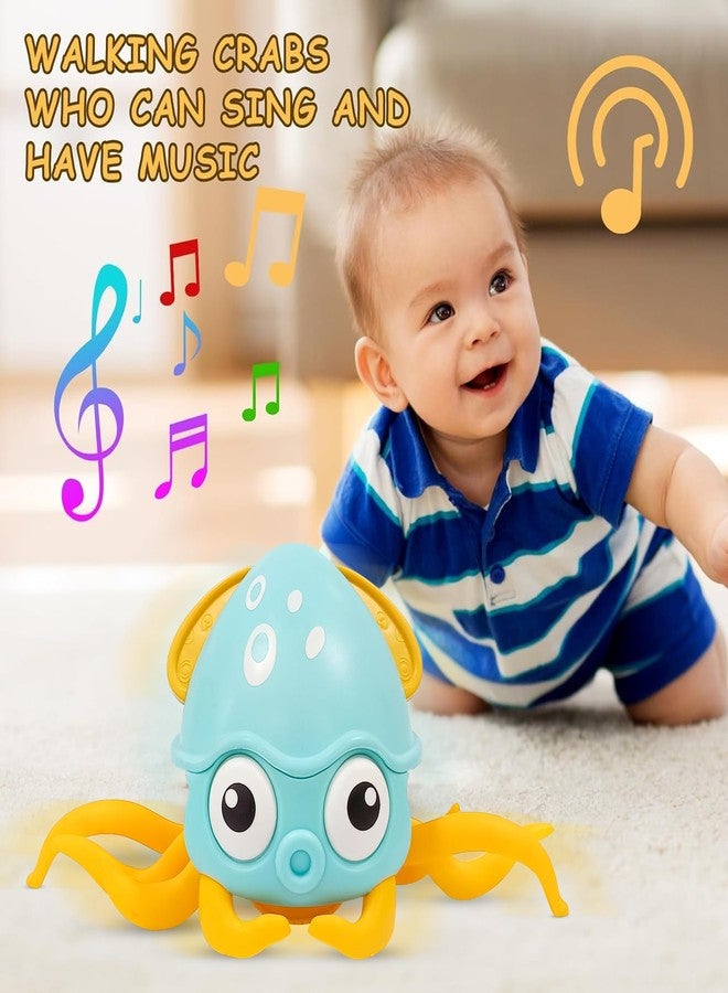 KIPA Gaming Full Fun Baby Musical Octopus Crawling Toy for Kids | Interactive Dancing Octopus with Music and LED Lights | Automatically Avoids Obstacles | Tummy Time Toy for Infants (Octopus - Blue) - Image 2