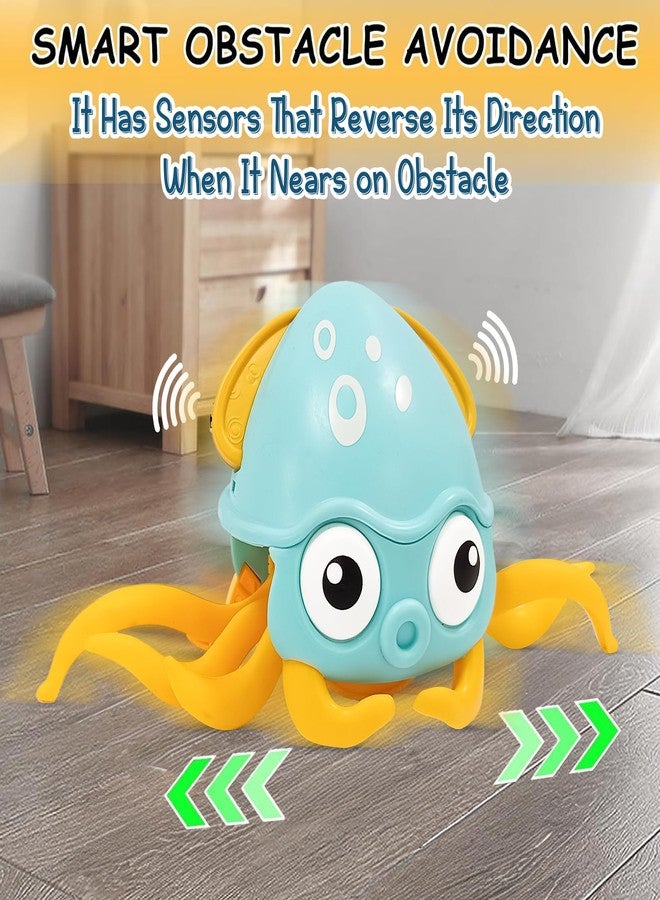 KIPA Gaming Full Fun Baby Musical Octopus Crawling Toy for Kids | Interactive Dancing Octopus with Music and LED Lights | Automatically Avoids Obstacles | Tummy Time Toy for Infants (Octopus - Blue) - Image 3