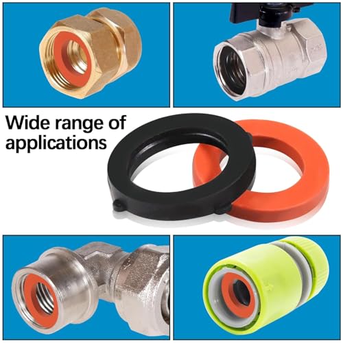 ZDBB 80 Pcs Garden Hose Gasket Rubber Seal, Fits All Standard 3/4 Inch Outdoor Hose Fittings with Heavy Duty Red and Black Self-Locking Tabs to Hold The Gasket Securely in The Fitting - Image 2