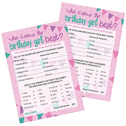 DISTINCTIVS Who Knows The Birthday Girl Best 5x7 Cards 10 Count Sleepover Games How Well Do You Know The Birthday Girl - Image 1