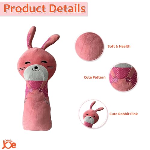 JUNIOR JOE Soft Velvet Car Seat Belt Pillow For Kids|Travel Neck Pillow With Cushion|Cute Cartoon Vehicle Shoulder Pads For Children|(Style-7),1 Count,Pink - Image 3